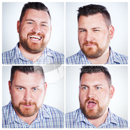 Image of Ive got a face for every space. Composite shot of the many expressions of people.