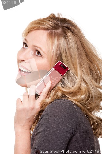 Image of Smiling woman on cell phone