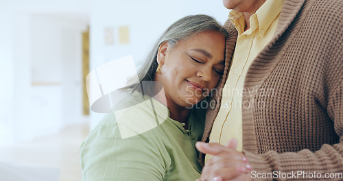 Image of Home, celebration or old couple with love, dancing and happiness with peace, retirement or romance. Elderly woman, senior man or holding hands with marriage, relationship or anniversary with support