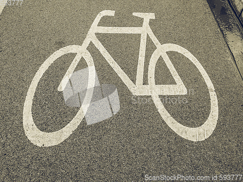 Image of Vintage looking Bike lane sign