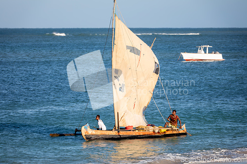 Image of Fishermen using sailboats to fish off the coast of Anakao in Madagascar