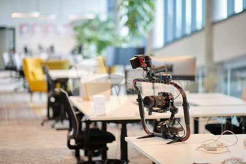 Image of Empty modern glass startup office the space exudes a sleek and innovative atmosphere, ready to be filled with the potential of entrepreneurial endeavors