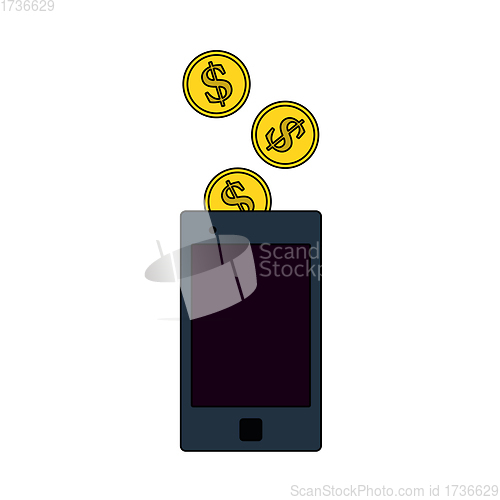 Image of Golden Coins Fall In Smartphone Icon