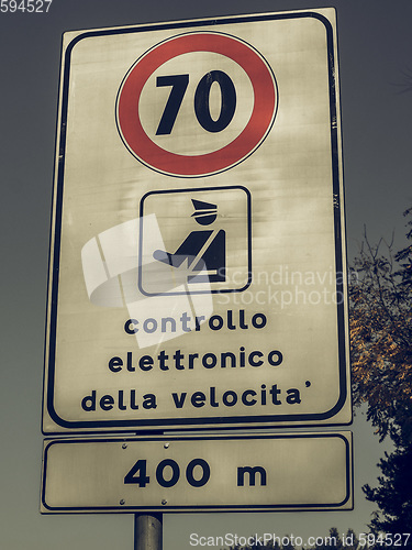 Image of Vintage looking Maximum speed sign