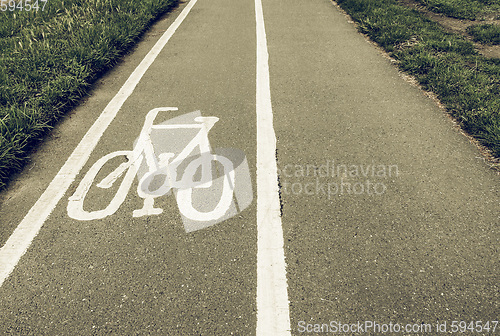 Image of Vintage looking Bike lane sign