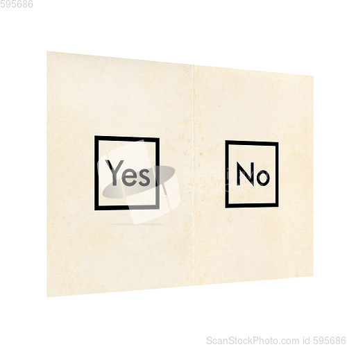 Image of Ballot paper with Yes and No isolated over white
