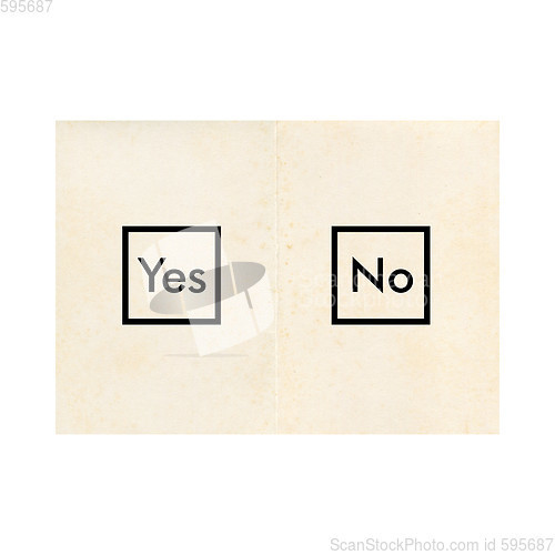 Image of Ballot paper with Yes and No isolated over white