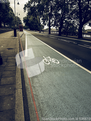 Image of Vintage looking Bike lane sign