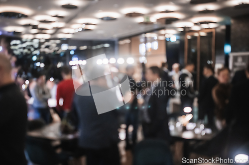 Image of Blurred image of businesspeople at banquet event business meeting event. Business and entrepreneurship events concept