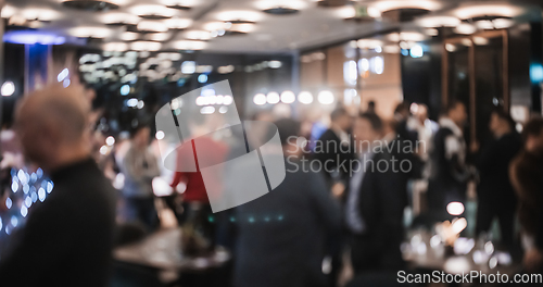 Image of Blurred image of businesspeople at banquet event business meeting event. Business and entrepreneurship events concept