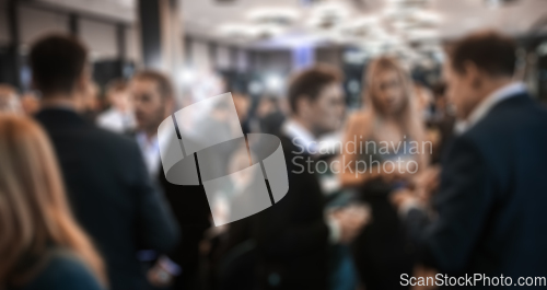 Image of Blurred image of businesspeople at banquet event business meeting event. Business and entrepreneurship events concept