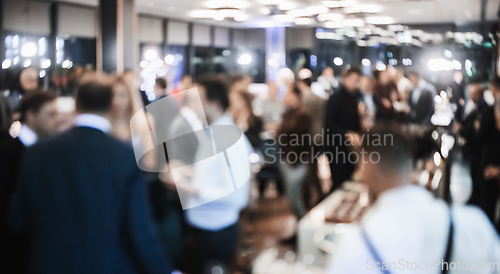 Image of Blurred image of businesspeople at banquet event business meeting event. Business and entrepreneurship events concept