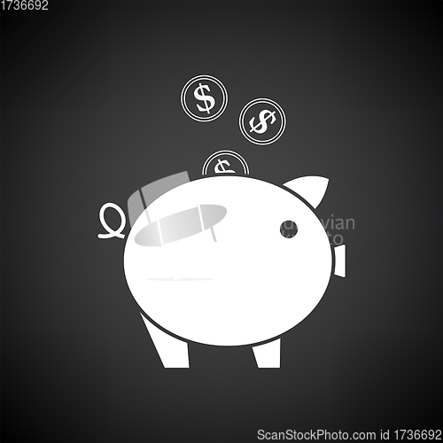 Image of Golden Coins Fall In Piggy Bank Icon