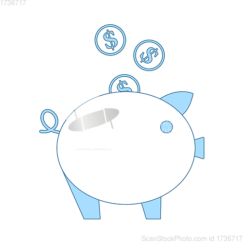 Image of Golden Coins Fall In Piggy Bank Icon