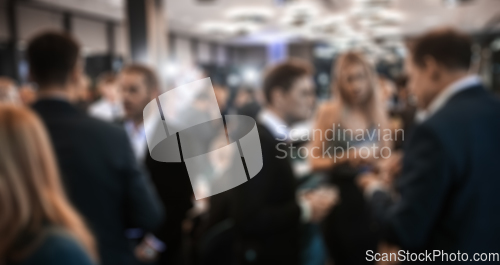 Image of Blurred image of businesspeople at banquet event business meeting event. Business and entrepreneurship events concept