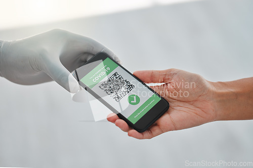 Image of covid, qr code and vaccine passport at airport logistics for app database with digital signage at travel security. immigration, and health safety insurance check up for people going on holiday
