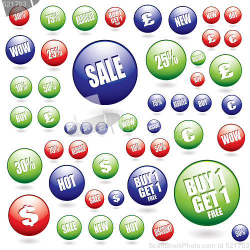 Image of sale buttons collection