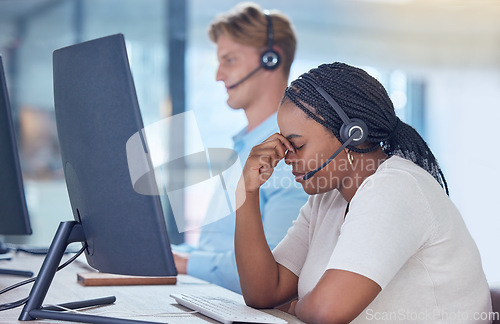 Image of Business woman fail in investment, stock market and forex trading or economy crisis. Stress, bad financial invest on stocks for corporate finance worker and profit loss on computer data for company