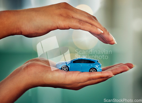 Image of . Car, insurance and hands for transport mockup, investment or loan with bokeh background. Invest, travel and market advertising for product and marketing for retail, sale and finance.