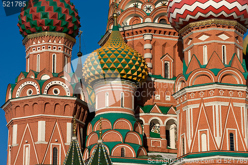 Image of Detail of the St. Basil Cathedral on Red square in Moscow, Russia