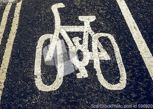 Image of Vintage looking Bike lane sign