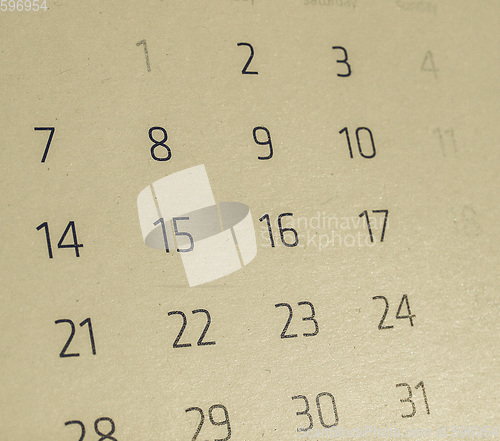 Image of Vintage looking Calendar page