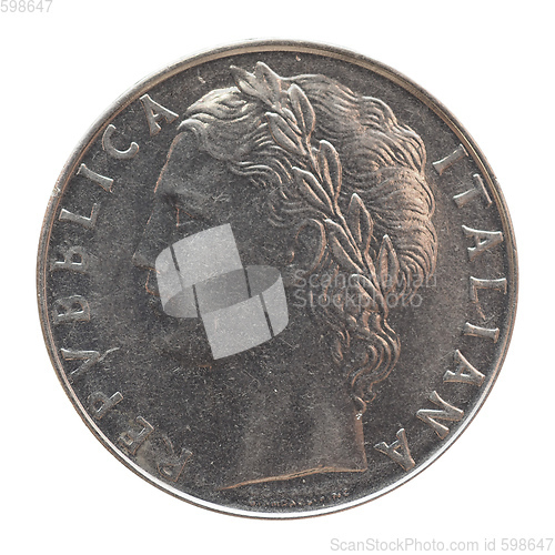 Image of Italian lira coin isolated over white