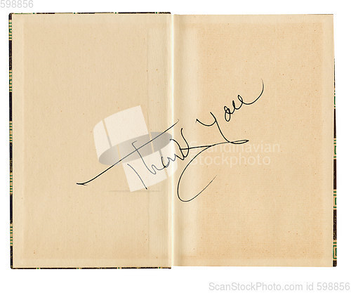 Image of Thank you message on book page