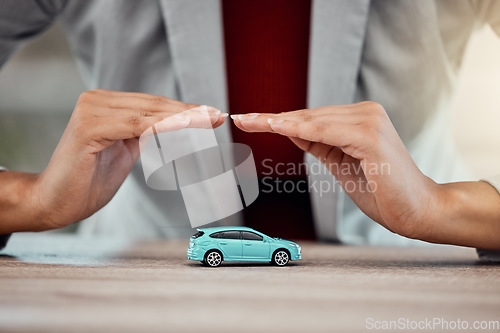 Image of Hands of car insurance loan consultant or dealer at dealership. Professional motor or automobile support manager consulting on legal advice for vehicle protection plan, security and safety policy