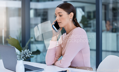 Image of Corporate employee phone call with client, reading calendar on laptop and working in office. Young professional assistant planning and schedule appointment. Worker multitasking, efficient, proactive