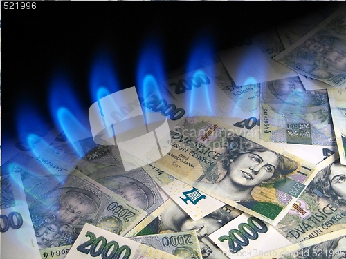 Image of Money and gas stove - czech crowns