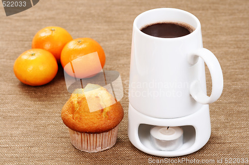 Image of hot chocolate and muffin