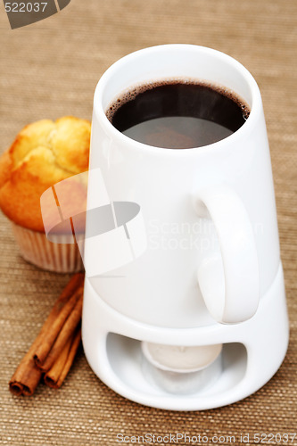 Image of hot chocolate and muffin