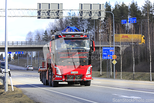 Image of Volvo Mobile Crane Truck on Road