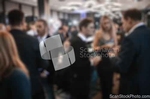 Image of Blurred image of businesspeople at banquet business meeting event. Business and entrepreneurship events concept