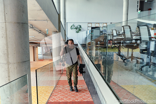 Image of A videographer arrives to recording promotional footage for the company, embodying creativity, innovation, and the essence of contemporary marketing strategies.