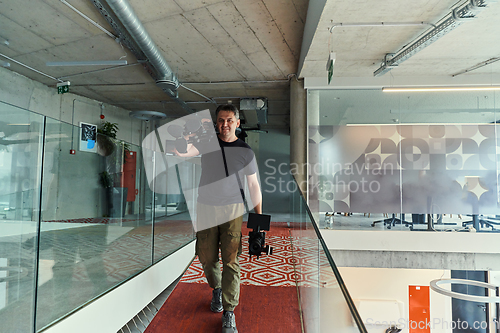 Image of A videographer arrives to recording promotional footage for the company, embodying creativity, innovation, and the essence of contemporary marketing strategies.