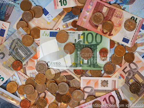 Image of Euro (EUR) notes and coins, European Union (EU)