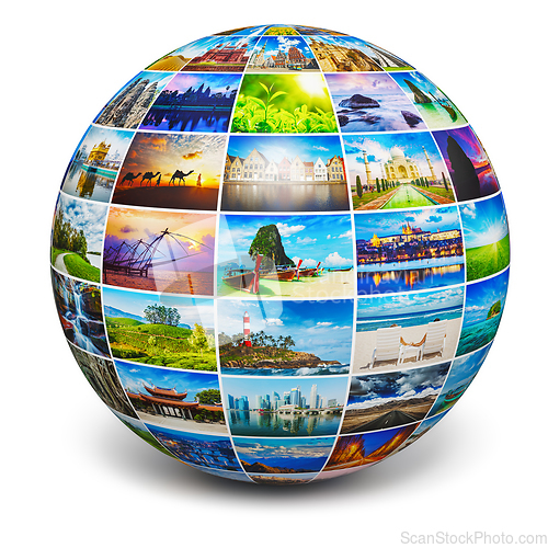 Image of Globe with travel photos