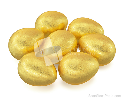 Image of Golden Easter eggs isolated