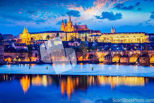 Image of Prague Castle in twilight