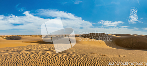 Image of Panorama of dunes in Thar Desert, Rajasthan, India