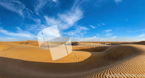 Image of Panorama of dunes in Thar Desert, Rajasthan, India