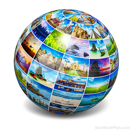 Image of Globe with travel photos