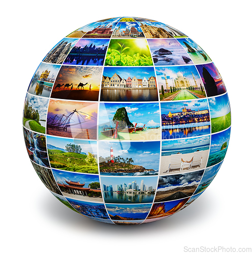 Image of Globe with travel photos