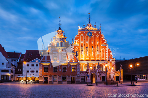 Image of Riga Town Hall Square, House of the Blackheads and St. Peter's C