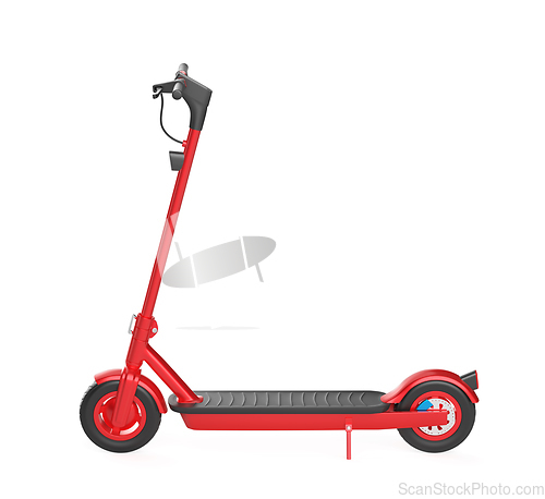 Image of Side view of red electric scooter