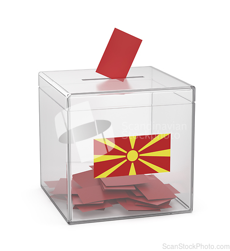Image of Transparent ballot box with the flag of North Macedonia