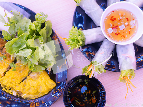 Image of Vietnamese food, Banh Xeo and Goi Cuon