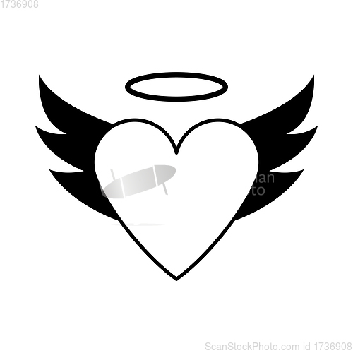 Image of Valentine Heart With Wings And Halo Icon